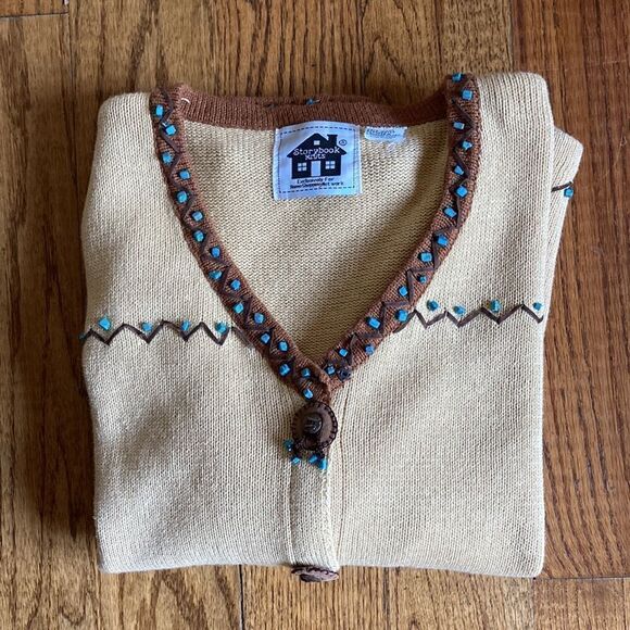 Storybook Knits Button Down Southwestern Embellished Sweater Size Small - Picture 14 of 16